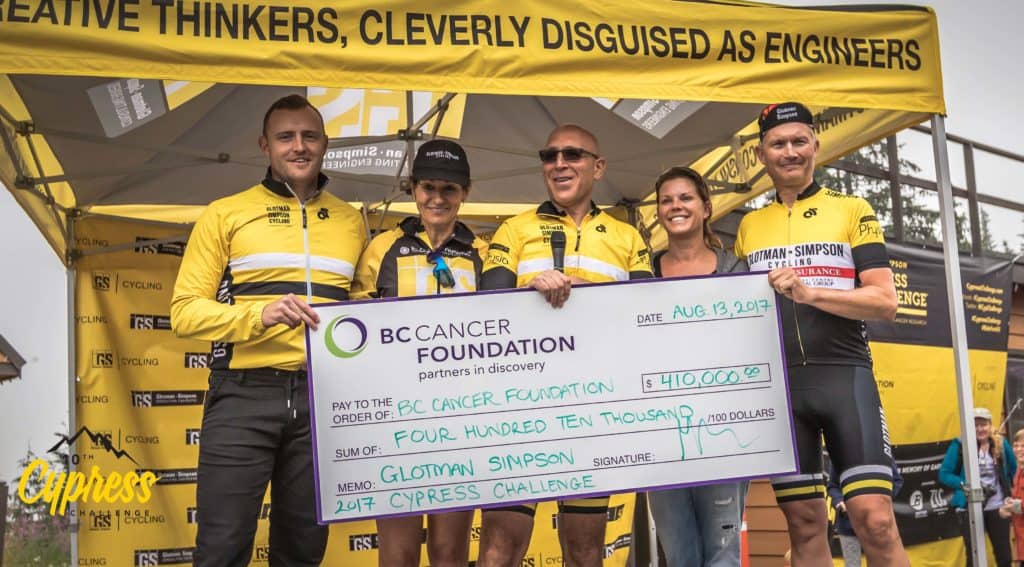 Glotman Simpson Cypress Challenge BC Cancer Foundation Donation