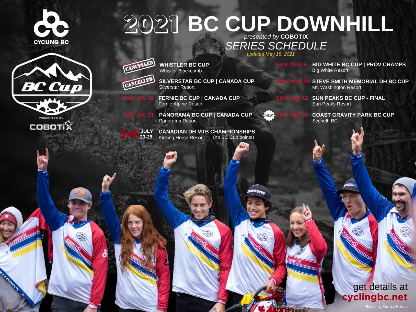 Updates to 2021 BC Cup DH & Provincial Championships Schedule Cycling BC