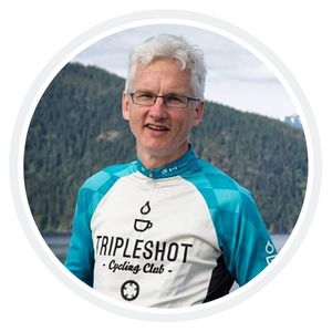 Photo of man wearing glasses and a bike jersey.