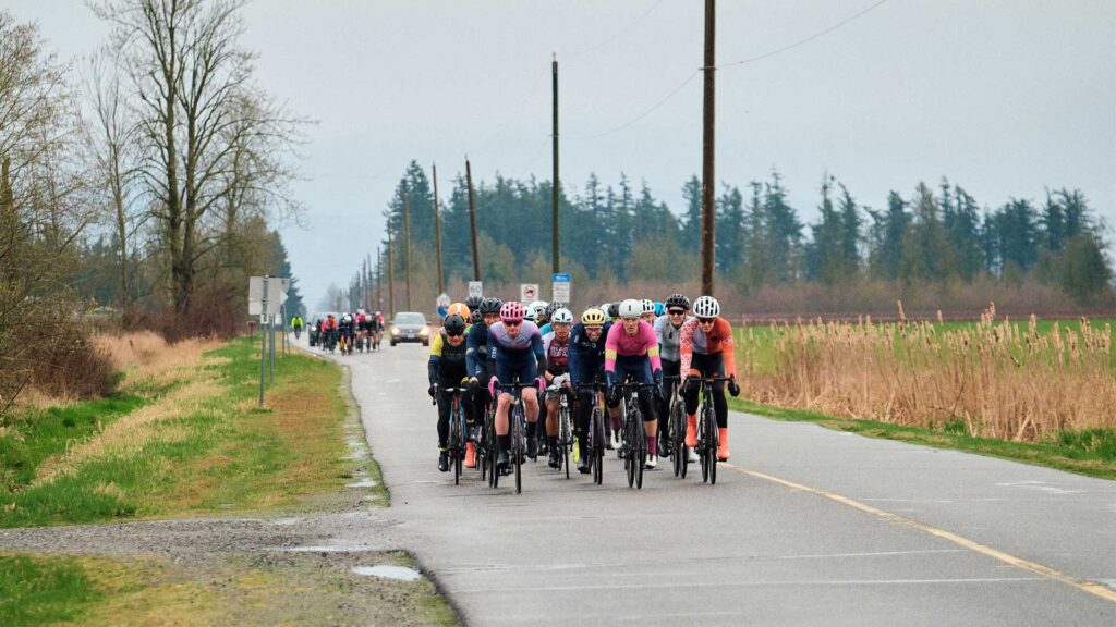 Peloton riding on the road