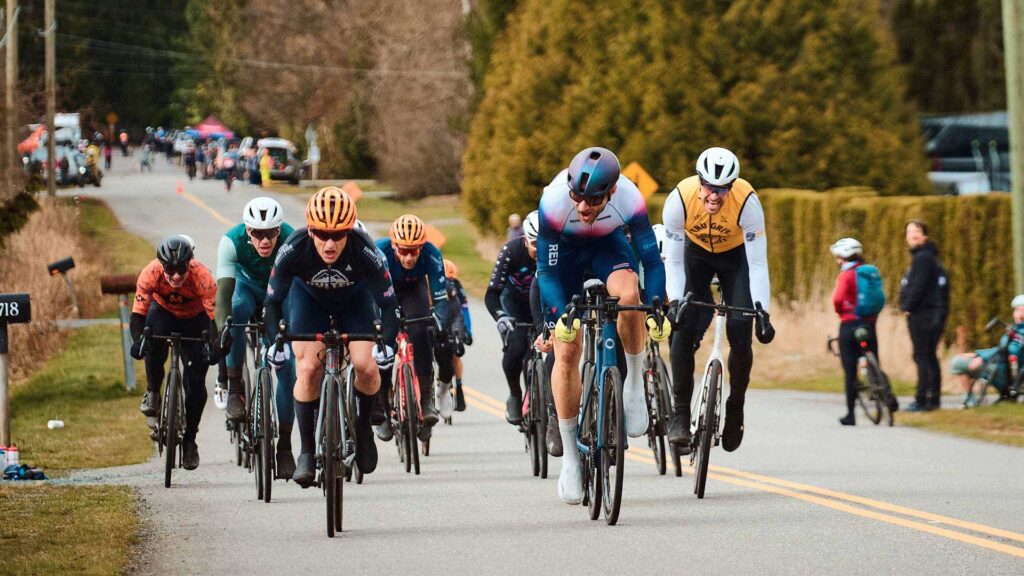 Peloton riding on the road