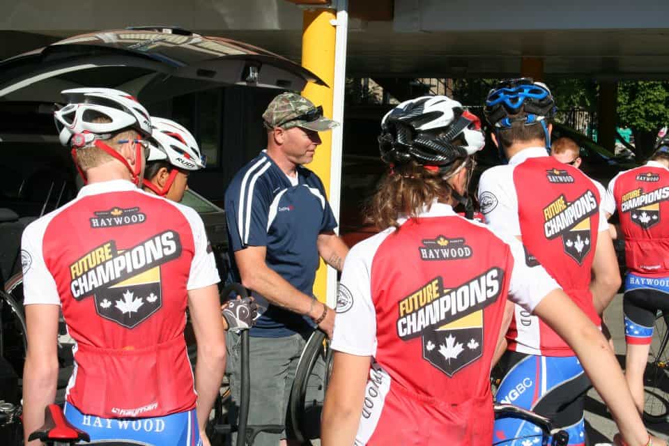 Jeremy with the youth form the Future Champions Cycling Camp in Penticton 2012