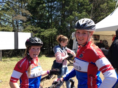 Jenn and Kelsey stoked on their finishes for the XC Crit.